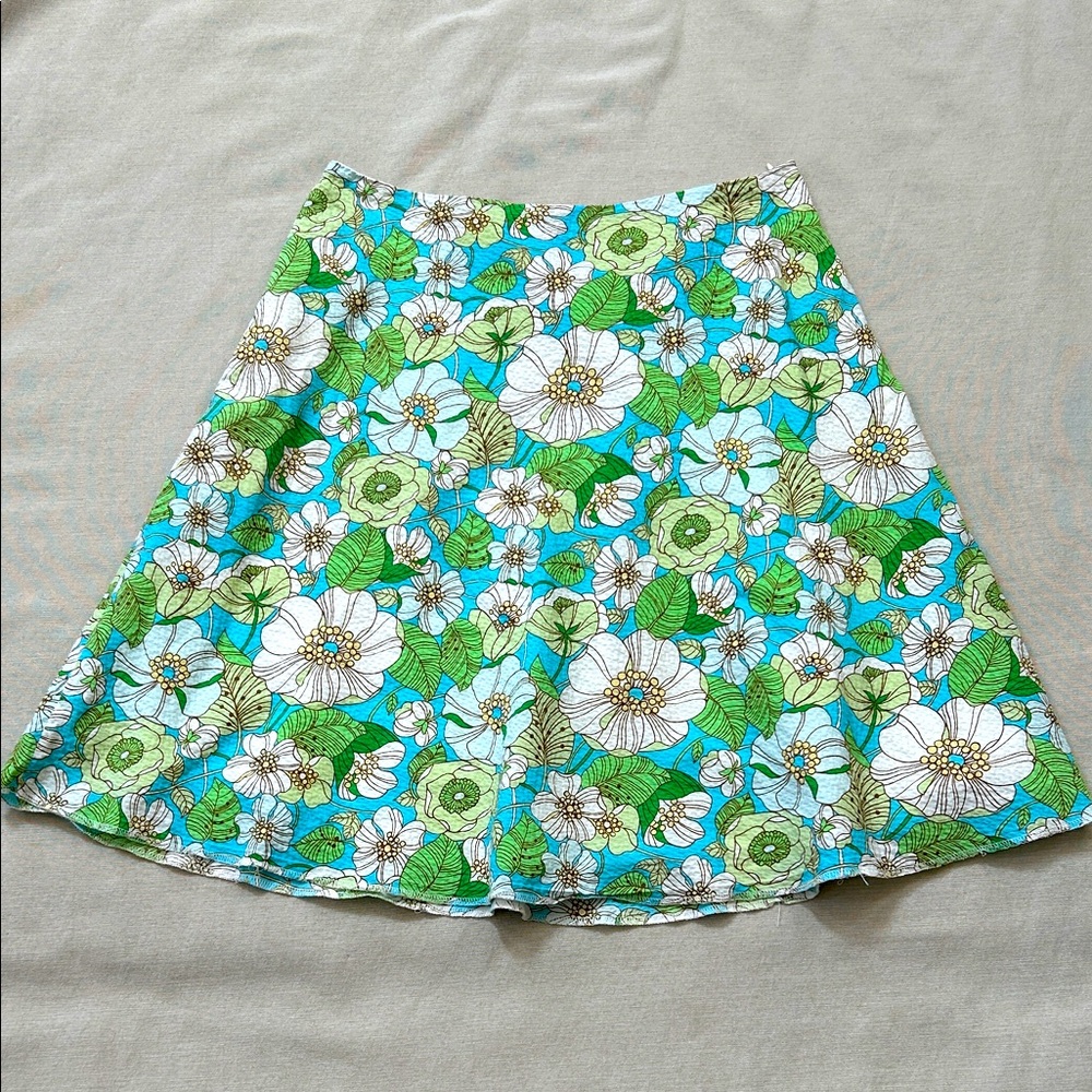 GAP Vintage Floral A-Line Skirt in Green and White size 8